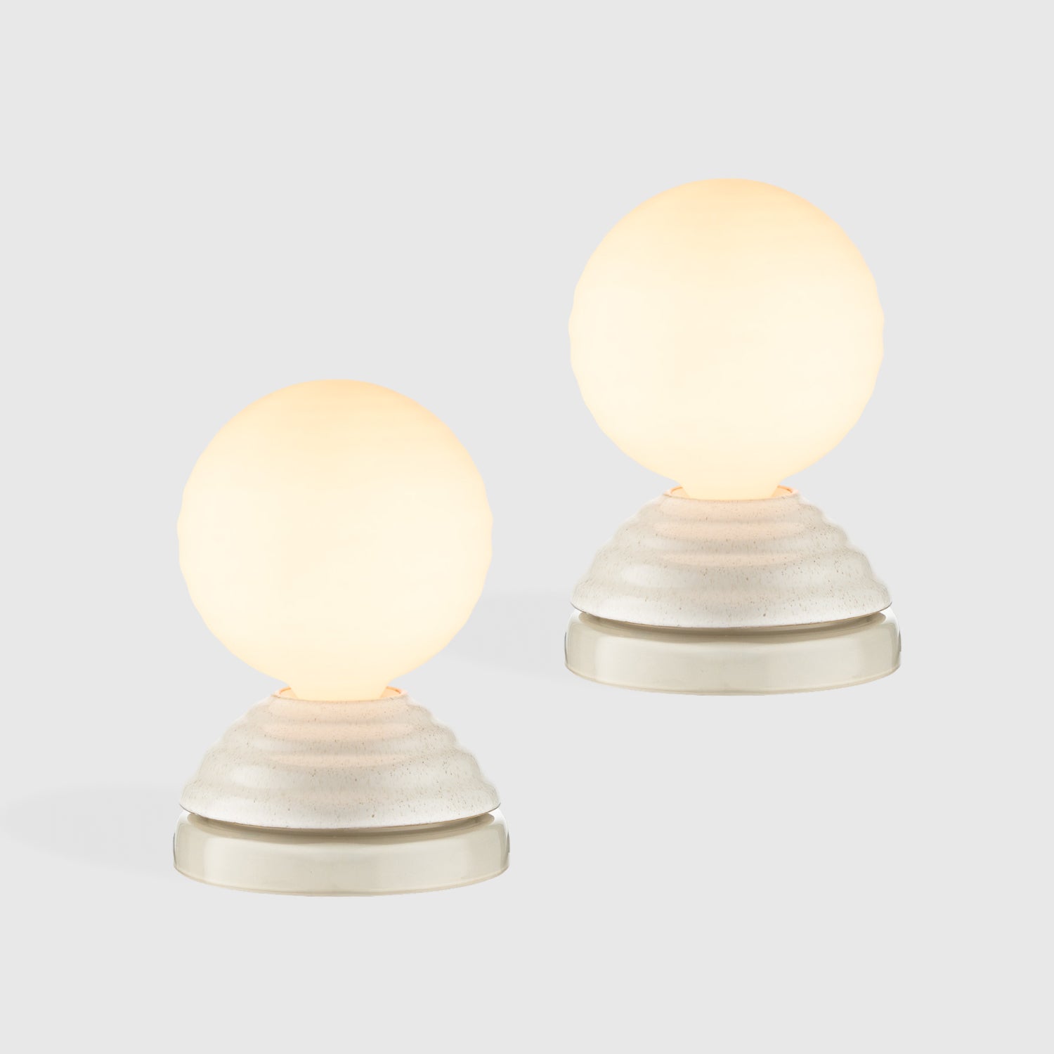 Wake Sleep Light Table Lamp Set of 2 Pebble White, Dim-to-Warm LED, Ceramic & Glass, Smart Home Compatible