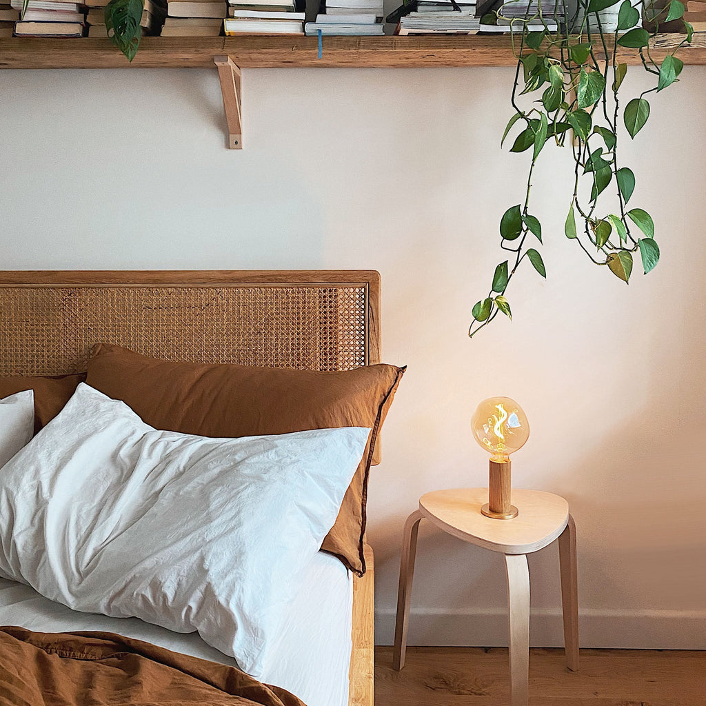 ace Knuckle Table Lamp in Oak + Voronoi I Set of 2