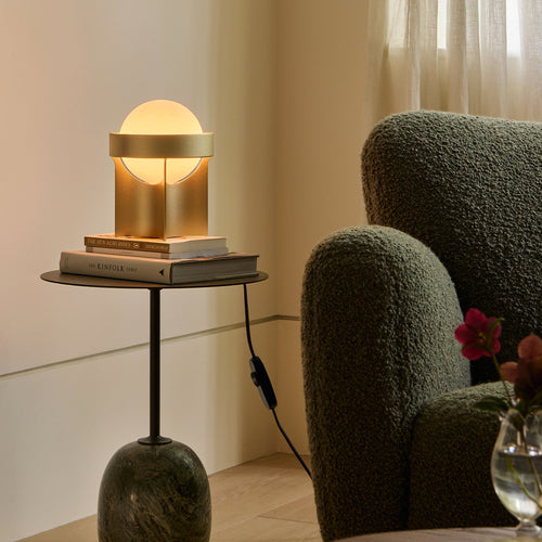 ace Loop Table Lamp in Gold with Sphere IV LED Bulb