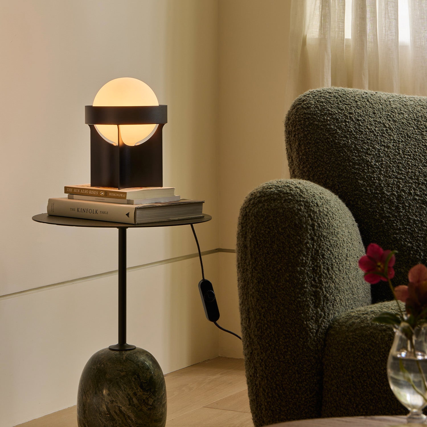 Tala Loop Table Lamp Dark Grey with Sphere IV LED Bulb