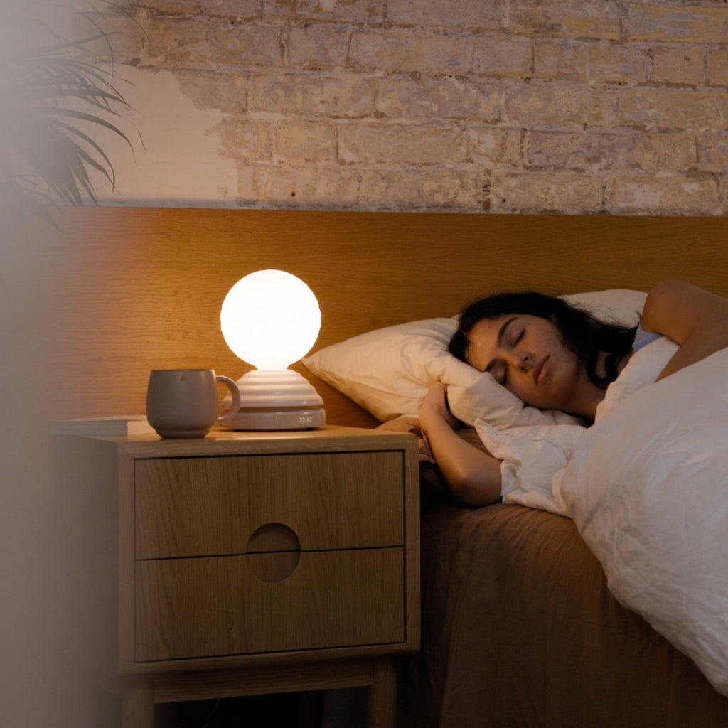 Wake Sleep Light Table Lamp Set of 2 Pebble White, Dim-to-Warm LED, Ceramic & Glass, Smart Home Compatible