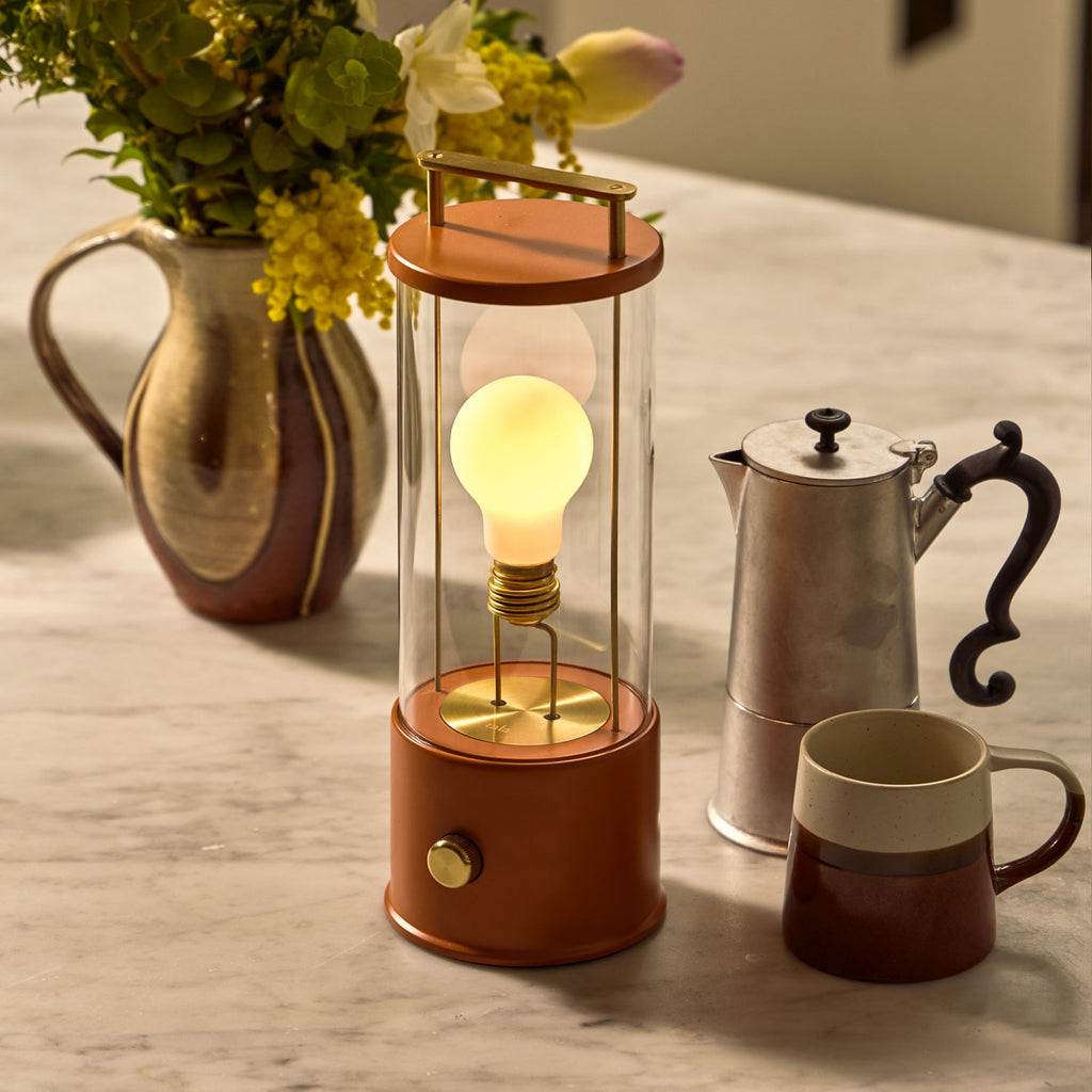 Portable Cordless LED Lantern – Warm Claycourt Orange