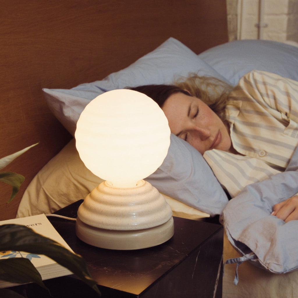 Wake Sleep Light Table Lamp Set of 2 Pebble White, Dim-to-Warm LED, Ceramic & Glass, Smart Home Compatible