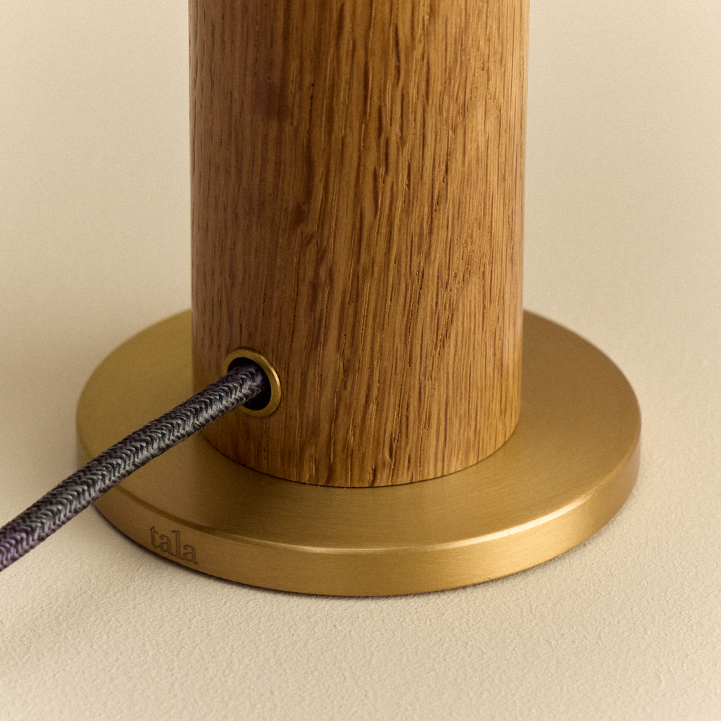 ace Knuckle Table Lamp in Oak + Voronoi I Set of 2