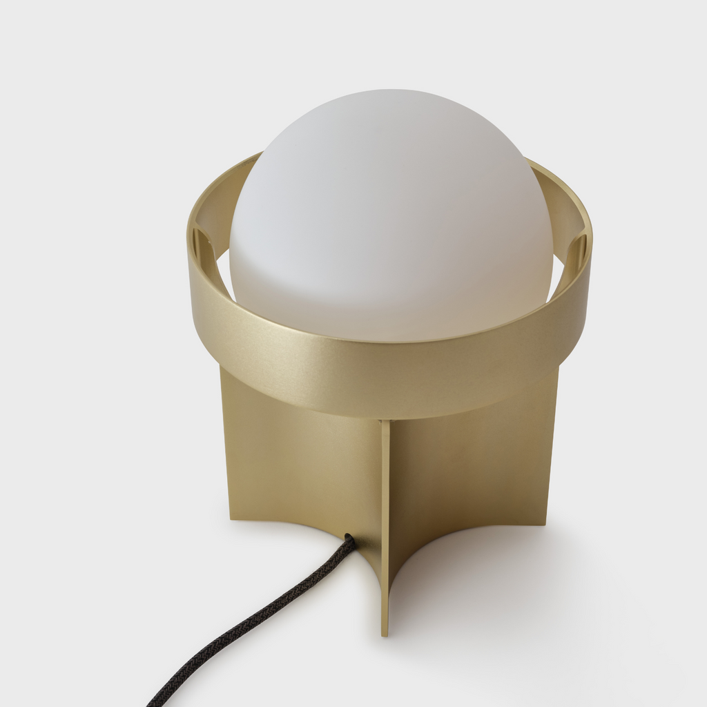 ace Loop Table Lamp in Gold with Sphere IV LED Bulb