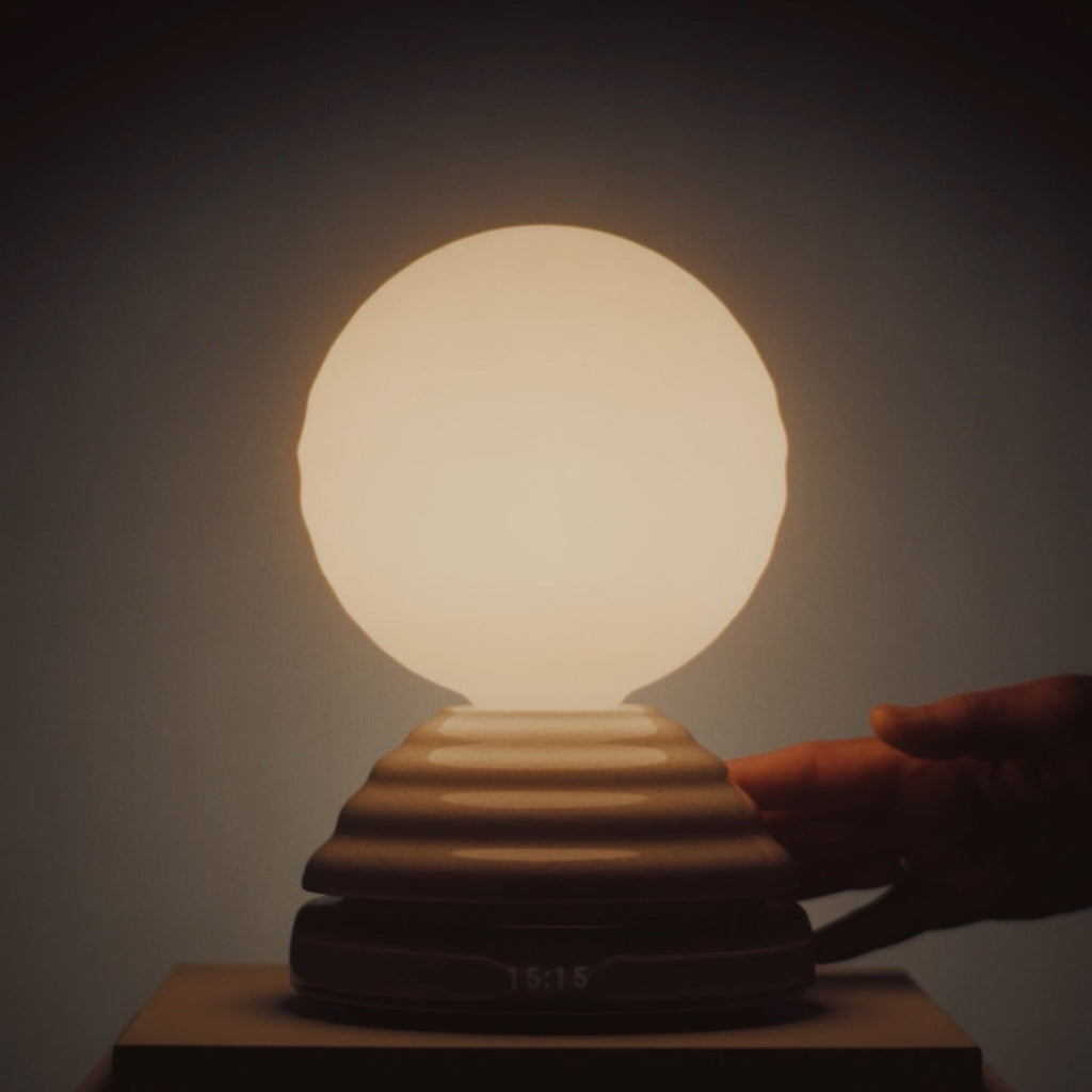 Wake Sleep Light Table Lamp Set of 2 Pebble White, Dim-to-Warm LED, Ceramic & Glass, Smart Home Compatible