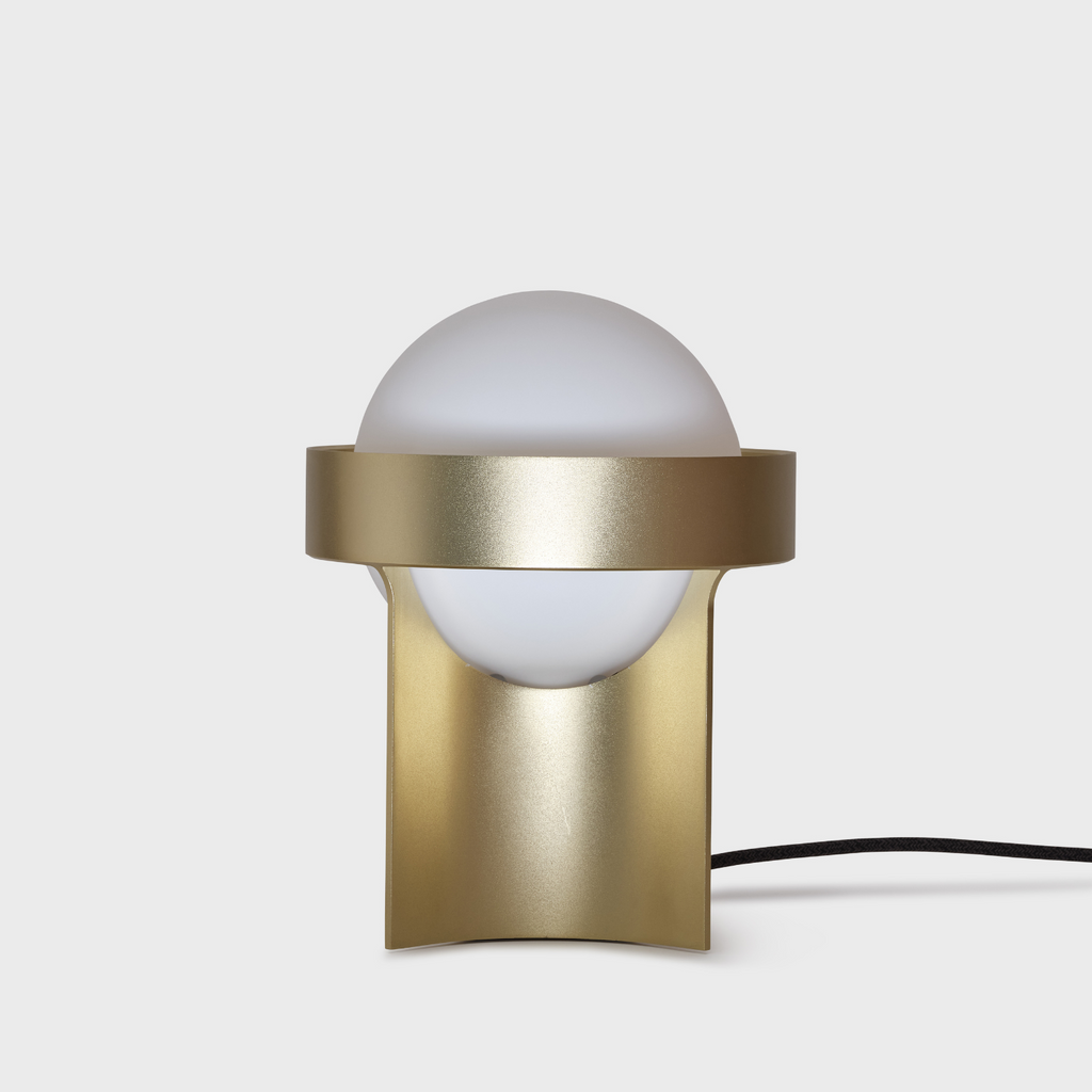 ace Loop Table Lamp in Gold with Sphere IV LED Bulb