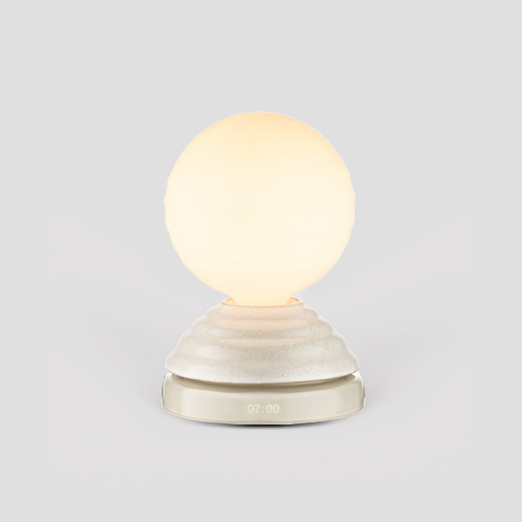 Wake Sleep Light Table Lamp Set of 2 Pebble White, Dim-to-Warm LED, Ceramic & Glass, Smart Home Compatible