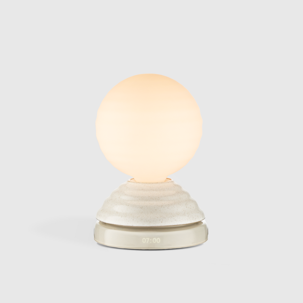 Wake Sleep Light Table Lamp Set of 2 Pebble White, Dim-to-Warm LED, Ceramic & Glass, Smart Home Compatible